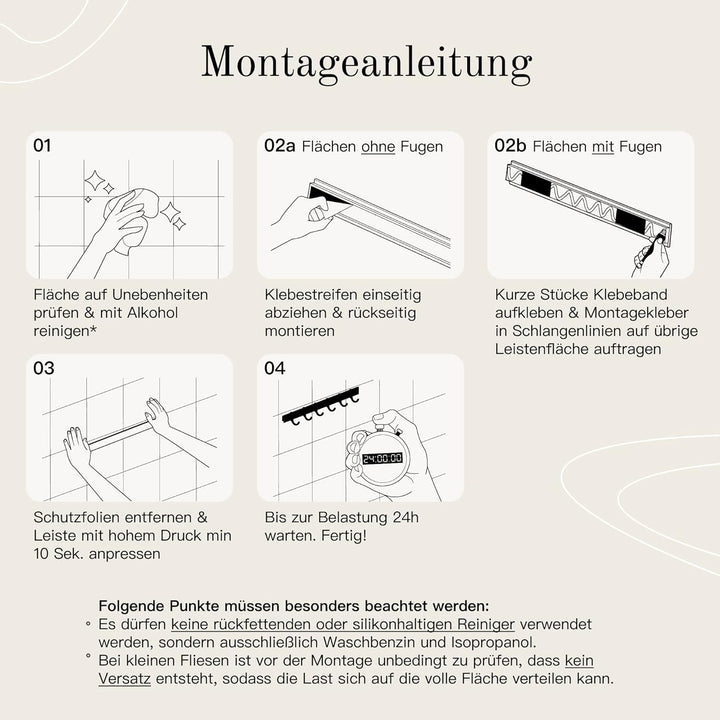 Designfabrik Hamburg Hakenleiste 40cm Küchenleiste selbstklebend Küche Hängeleiste Stange für Küchen