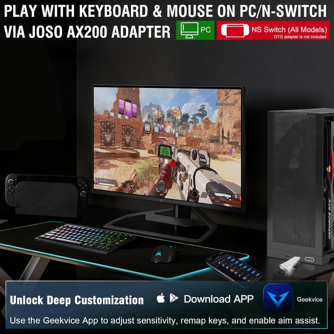 Joso AX200 Tastatur- und Mausadapter für N/Switch (alle Modelle) und PC-Tastaturkonverter für FPS-/T