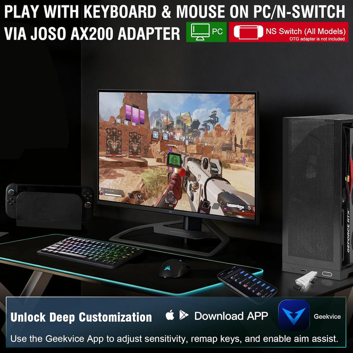 Joso AX200 Tastatur- und Mausadapter für N/Switch (alle Modelle) und PC-Tastaturkonverter für FPS-/T