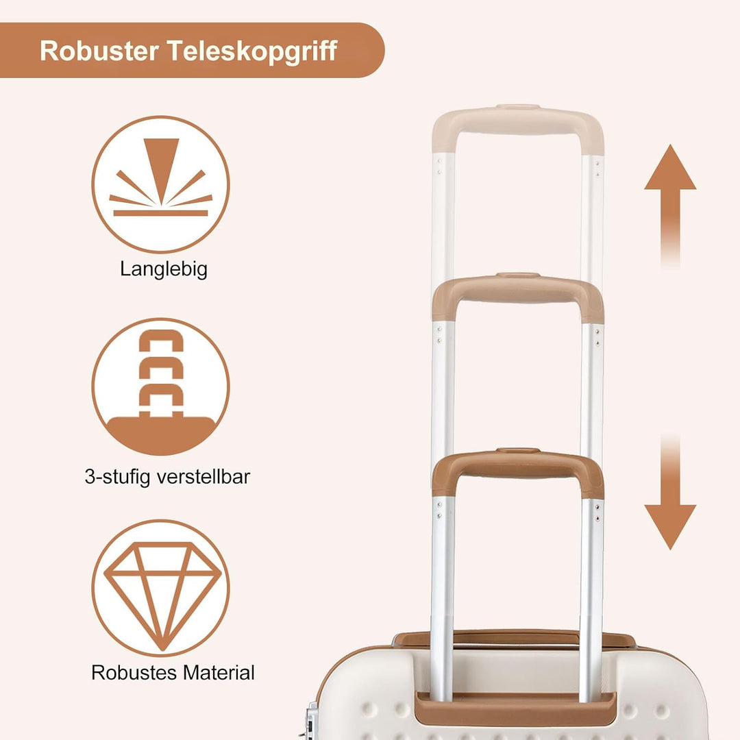KONO Koffer Reisekoffer Trolley Kofferset 2 Teilig von ABS+PC Hartschalenkoffer mit TSA-Schloss, 4 R