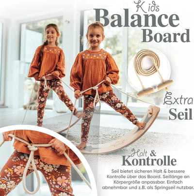 Kids Woody Star® Balance Board Kinder [EXTRA Fingerschutz] Montessori Spielzeug ab 3 Jahre | Wackelb