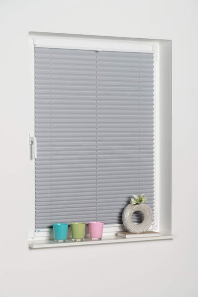 K-home Klemmfix-Plissee Palma Grau 70 x 210 cm +++Verdunklung+++ 70 x 210 cm Grau, 70 x 210 cm Grau