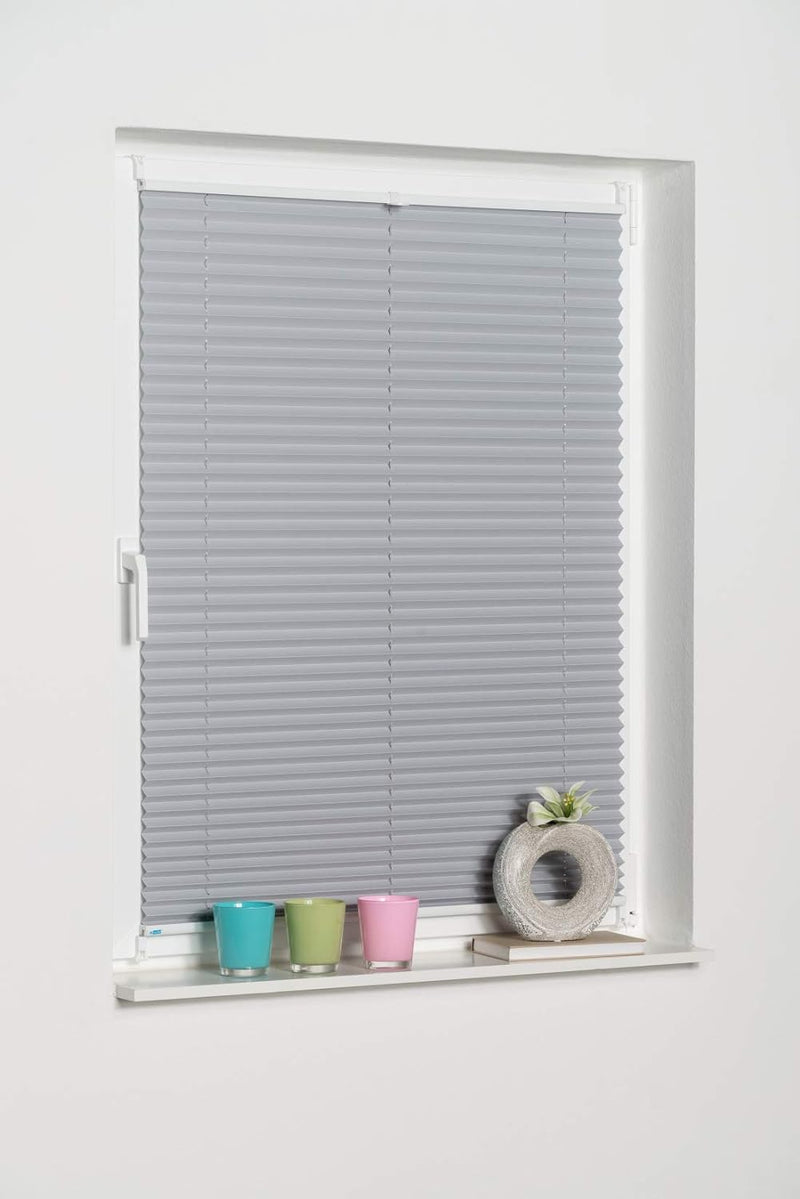 K-home Klemmfix-Plissee Palma Grau 70 x 210 cm +++Verdunklung+++ 70 x 210 cm Grau, 70 x 210 cm Grau