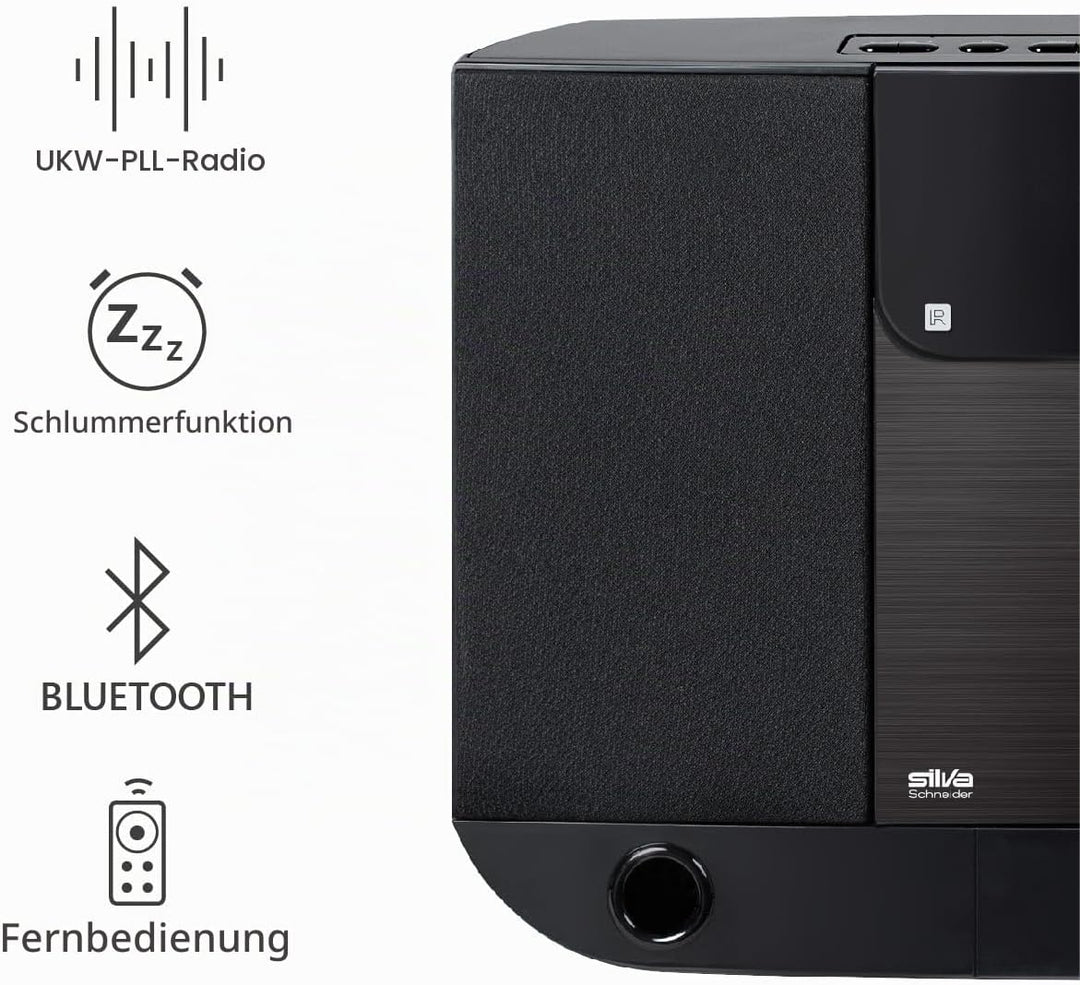 Silva Schneider SMV 800 BT Vertikal HiFi- Center, Radio, Bluetooth, CD, AUX-IN, X-Bass Funktion, Uhr