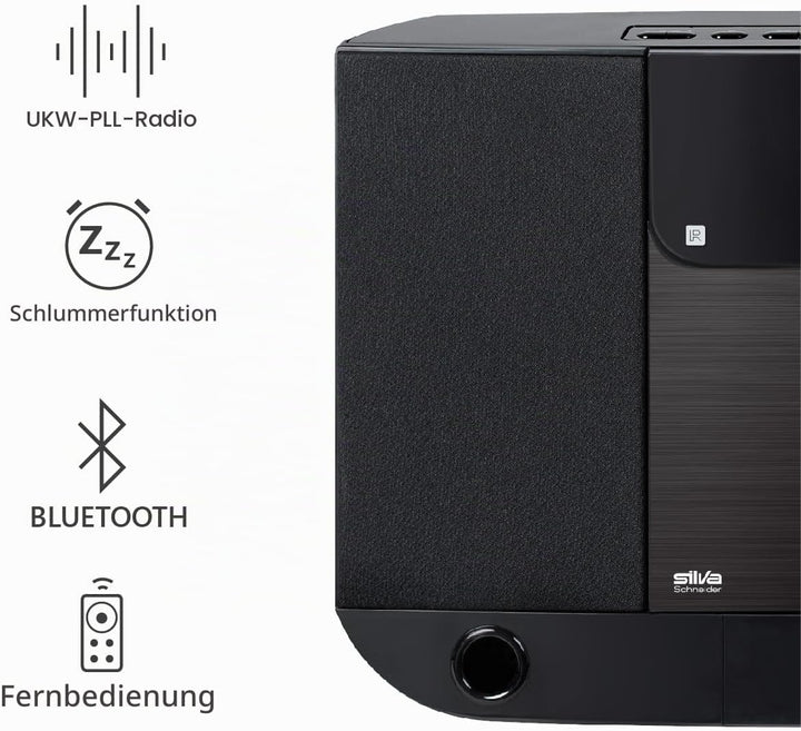 Silva Schneider SMV 800 BT Vertikal HiFi- Center, Radio, Bluetooth, CD, AUX-IN, X-Bass Funktion, Uhr