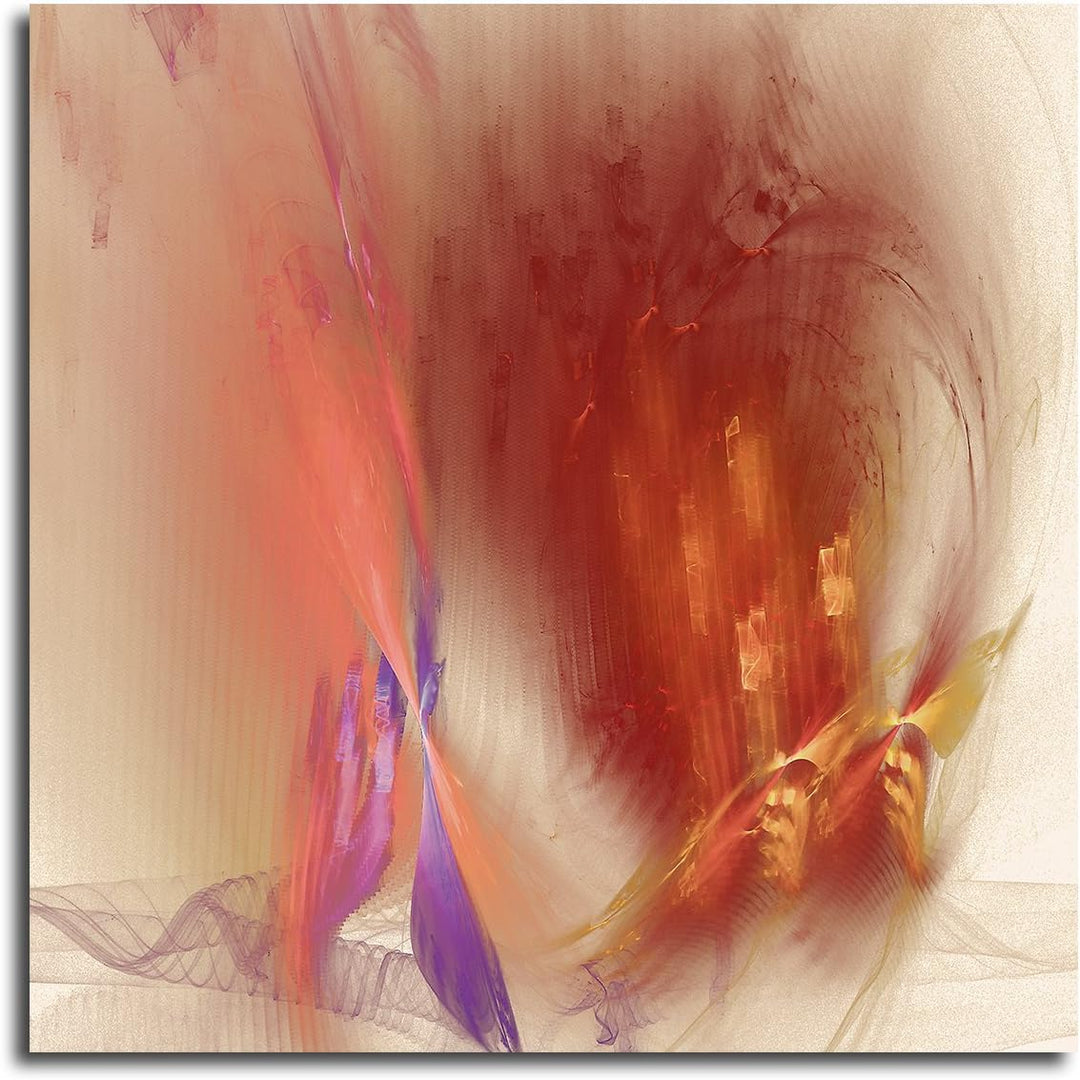 Paul Sinus Art Pastell rot beige lila gelb Abstraktes Bild auf Leinwand Abstrakt197- dekorativer Ein