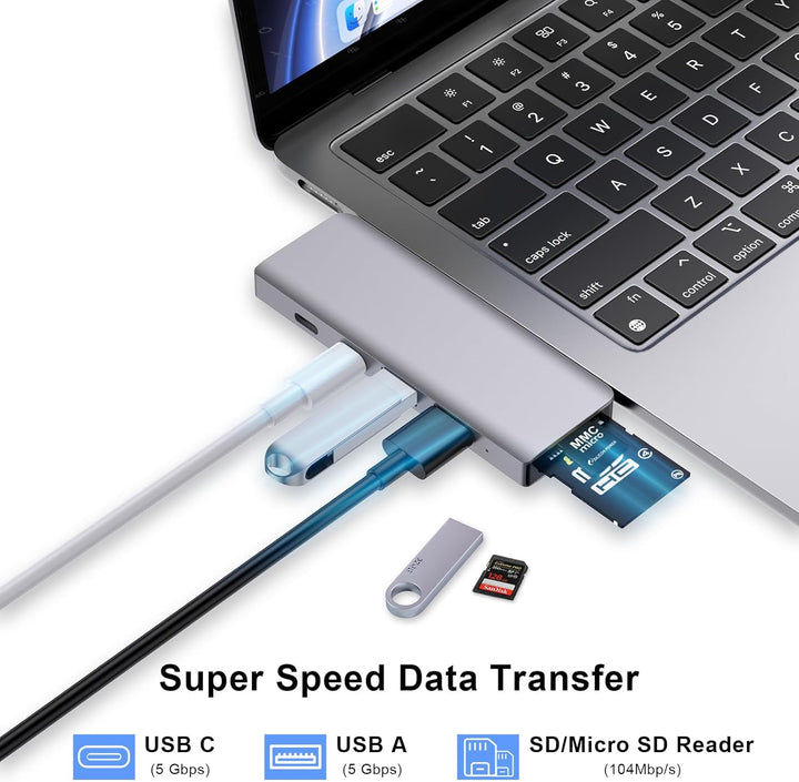 USB C Hub, 7-in-2 USB Adapter für MacBook Pro Air Thunderbolt 4 Dock mit 4K HDMI, 100W PD, 40Gbps, U