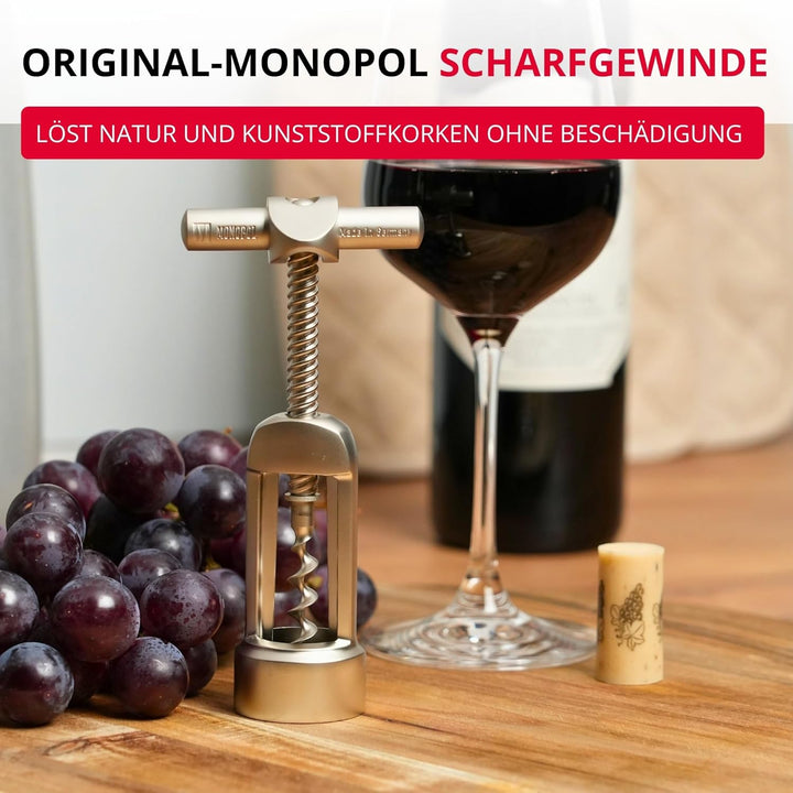 Westmark Glockenkorkenzieher mit Korkabstreifer, Monopol Edition, Stahl/Zink-Druckguss, Barolo, Edel