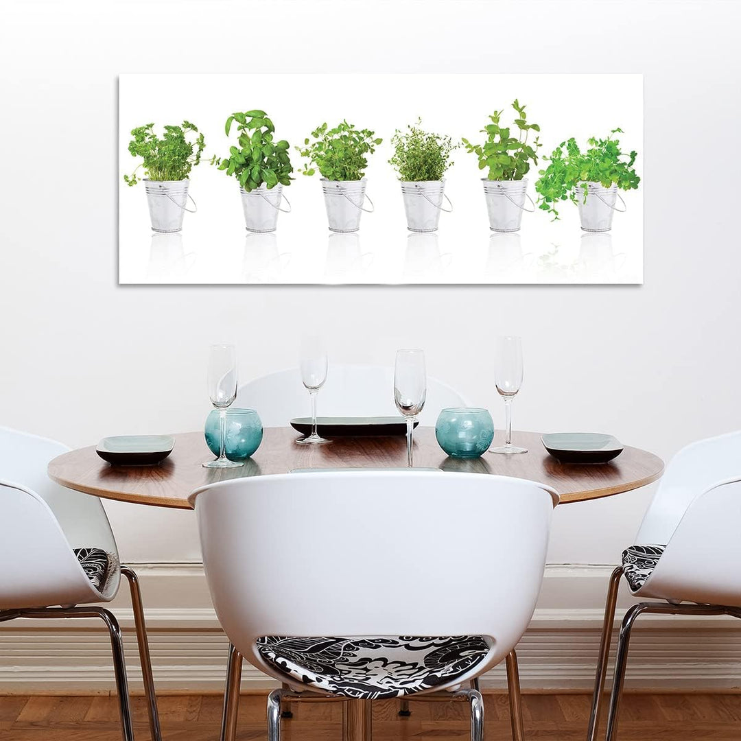 WallArena Glasbilder Küche 125x50 cm Kräuter Gewürze Modern Glasbild Wohnzimmer Schlafzimmer Bilder
