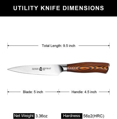 TUO Kochmesser Allzweckmesser 13cm, Küchenmesser Klein aus hochwertigem Deutscher Edelstahl küchenme