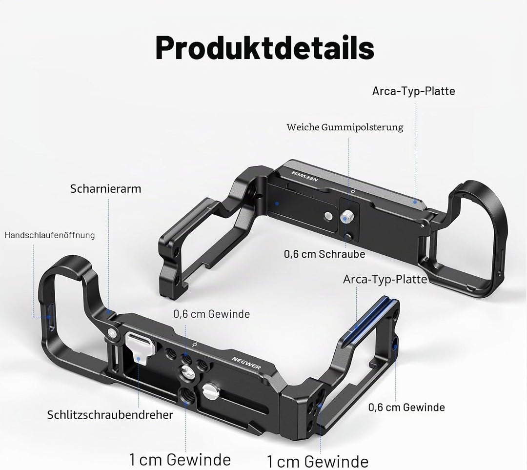 NEEWER Z8 L Platte kompatibel mit Nikon Z 8 Kamera, ausziehbare Aluminium Seitenplatte und Verdrehun