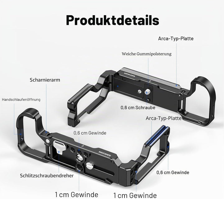 NEEWER Z8 L Platte kompatibel mit Nikon Z 8 Kamera, ausziehbare Aluminium Seitenplatte und Verdrehun