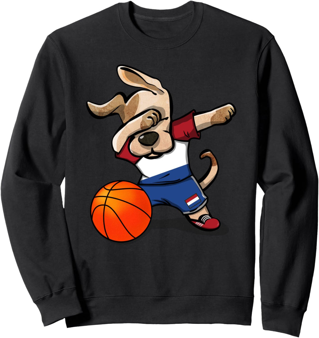 Dabbing Dog Niederlande Basketball - Niederländische Flagge Sweatshirt