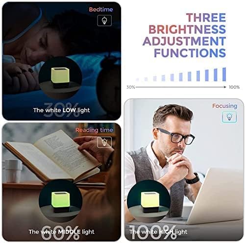 Bluetooth Lautsprecher Wecker, 5 in 1 LED Nachttischlampe Touch Dimmbar 7 Farben Digital MP3-Player,