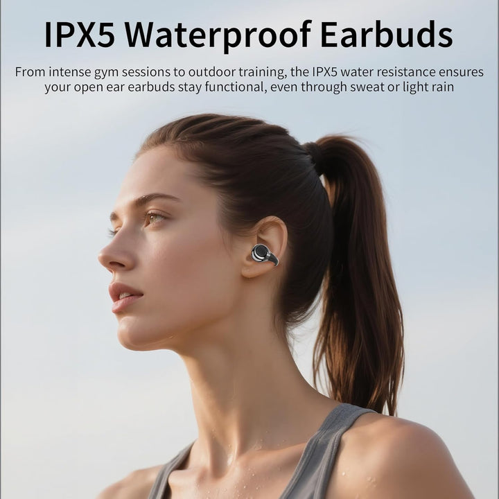 Open-Ear-Kopfhörer I5, Kabellose Bluetooth 6.0 Clip-On-Ohrhörer mit ENC, IPX5 wasserdicht, 36 Std. L