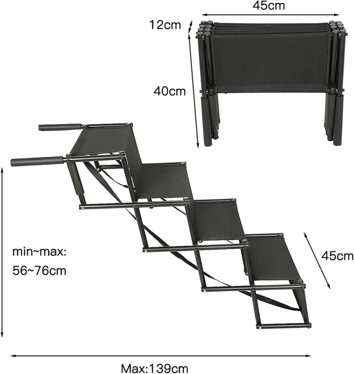 Homewell Hunderampe Auto Klappbar - Bis 70 kg Belastbar - Leicht zu Lagern - Treppe für Hunde mit Ve
