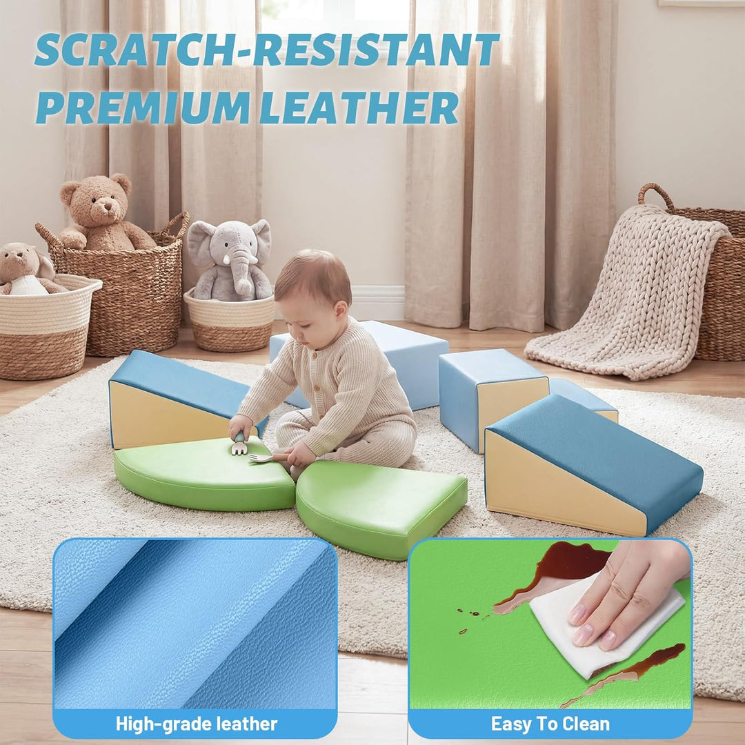 Schaumstoff Bausteine Kinder Klettern Indoor - 6 PCS Softbausteine Riesenbausteine für Baby Motorik