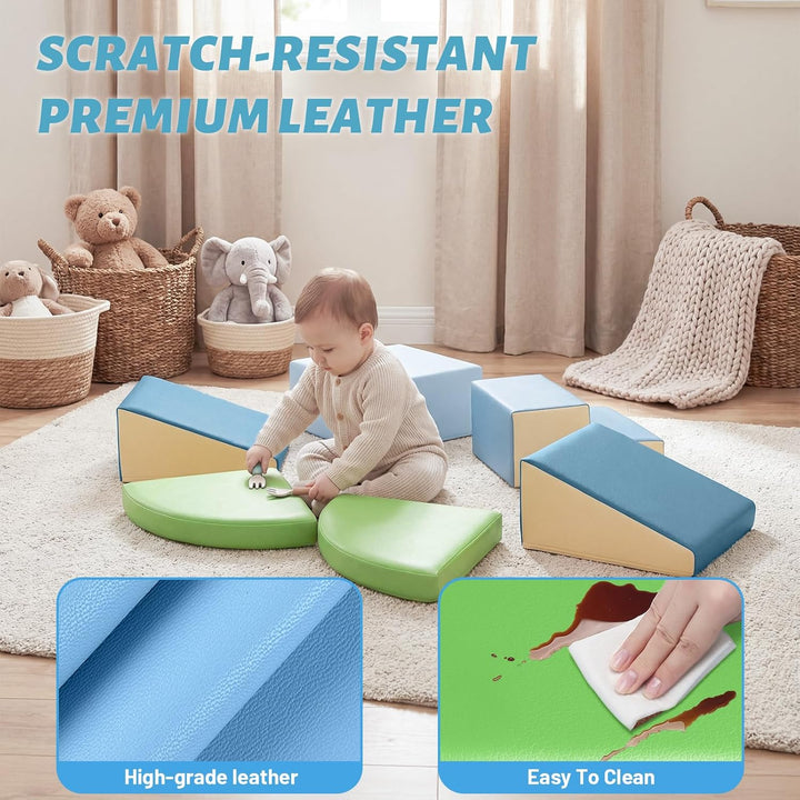 Schaumstoff Bausteine Kinder Klettern Indoor - 6 PCS Softbausteine Riesenbausteine für Baby Motorik