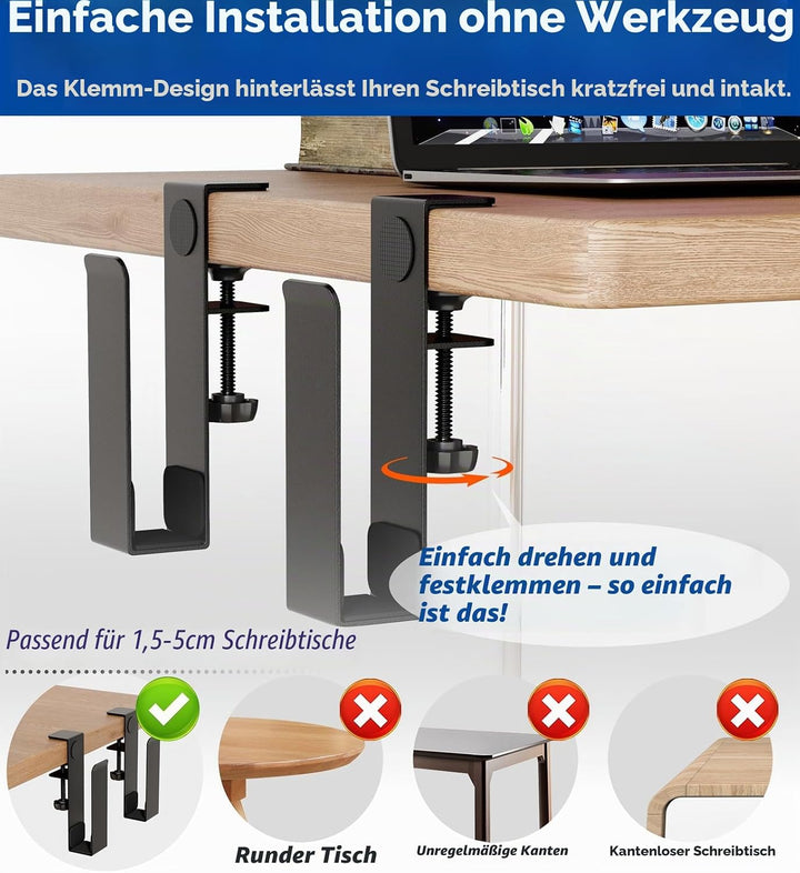 otuiaim Verstellbarer Laptopständer mit Klemme für Schreibtische - ohne Bohren - Edelstahl Schreibti