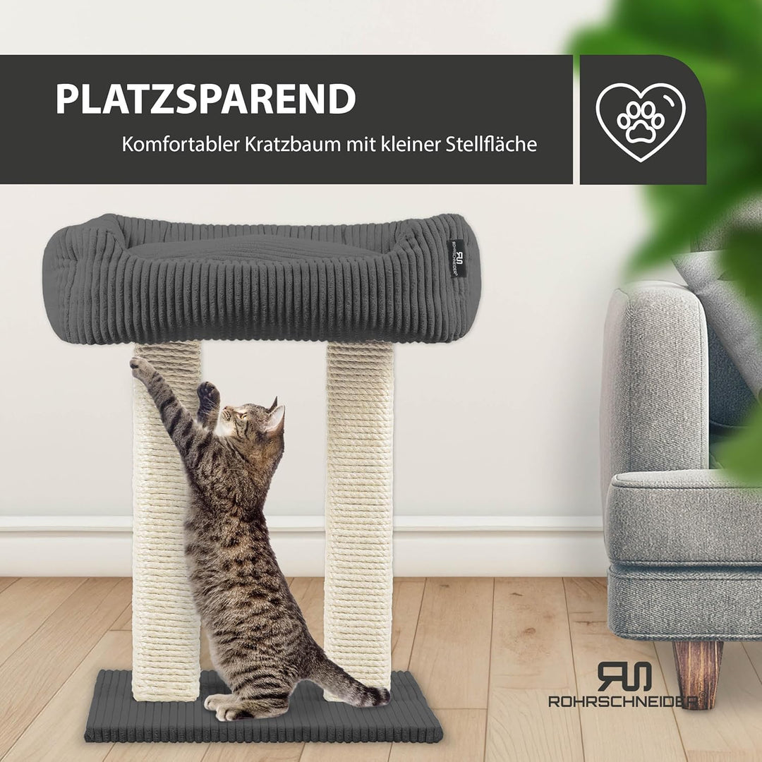 Rohrschneider moderner Kratzbaum Wolly | Made in Germany | Kleiner Katzenbaum mit 2 Breiten Kratzsäu