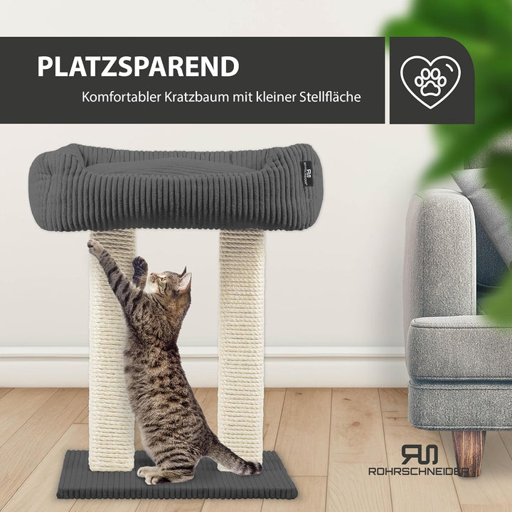 Rohrschneider moderner Kratzbaum Wolly | Made in Germany | Kleiner Katzenbaum mit 2 Breiten Kratzsäu