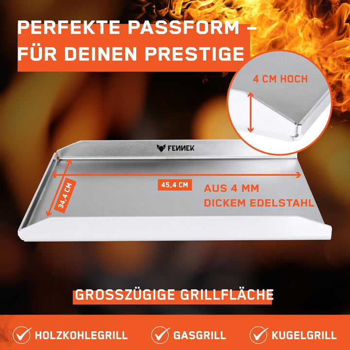 FENNEK Plancha für Napoleon 45,4 x 34,4 cm mit abgeschrägter Hinterkante | 4,0 mm Edelstahl | Teppan