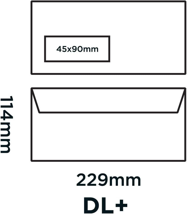 Blake Premium Office 33216 Briefumschläge Haftklebung Mit Fenster Ultra Weiss DL+ 114 x 229 mm - 120