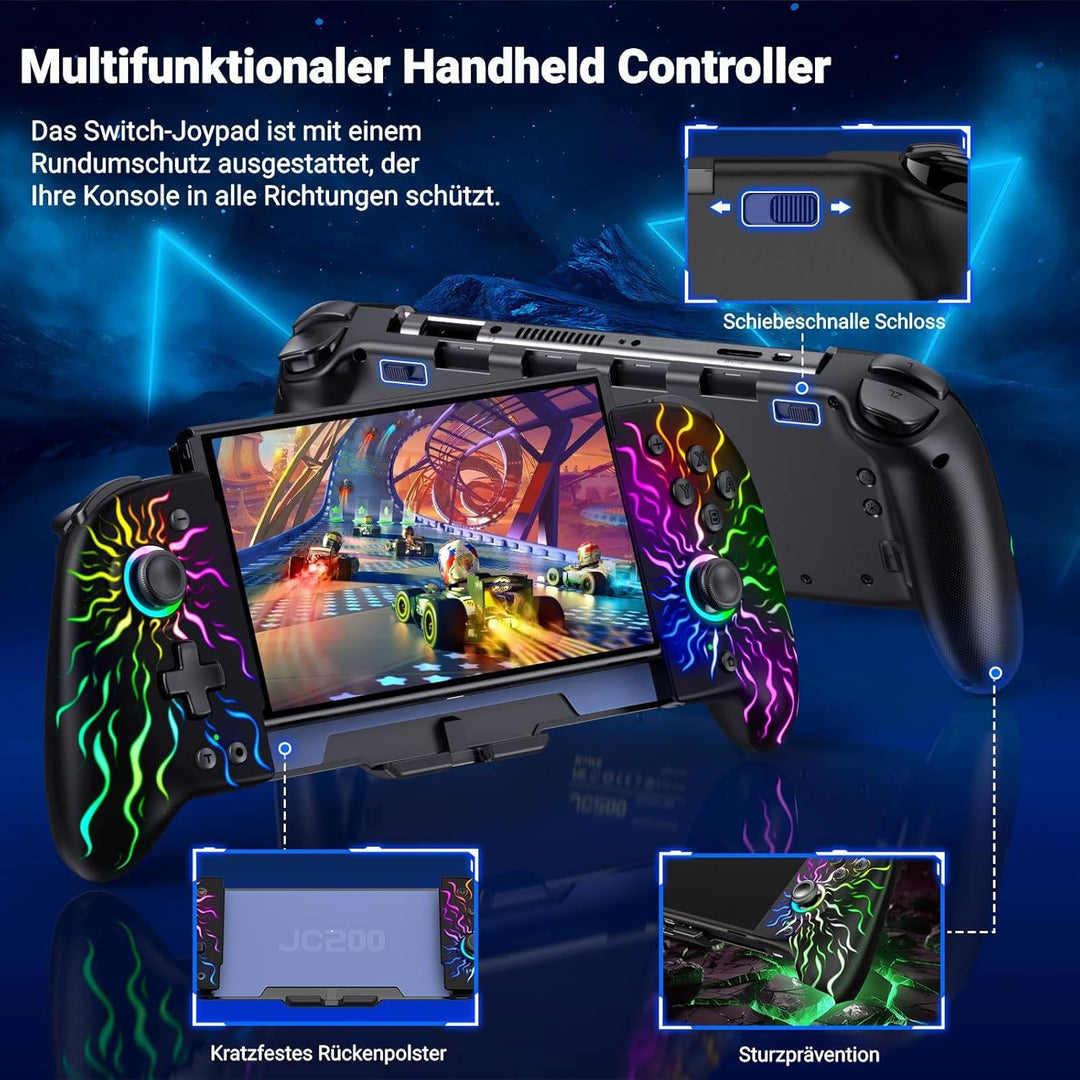 Leistungsstarker Bluetooth-Controller für Switch/Switch OLED, RGB Handheld Controller mit Makroprogr