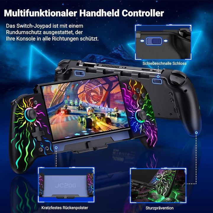 Leistungsstarker Bluetooth-Controller für Switch/Switch OLED, RGB Handheld Controller mit Makroprogr
