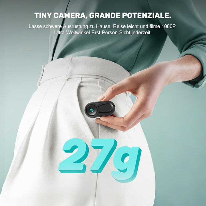 360°Action Cam 1080P Magnetische Taschen-Daumenkamera 120° Weitwinkel Action Kamera, Motorrad Bodyca