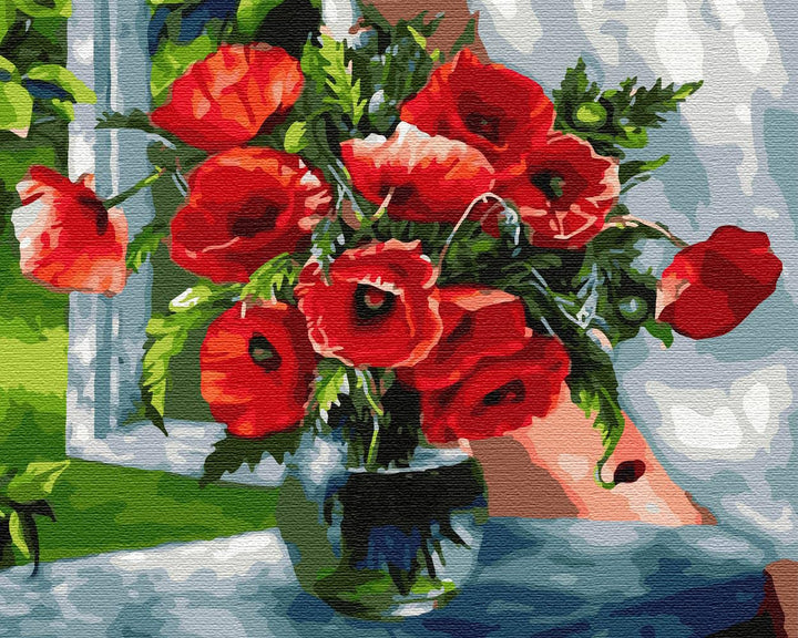 Artnapi Malen nach Zahlen Erwachsene mit Rahmen | DIY Handgemalt | Blumen - Sommer Mohnblumen | Kit