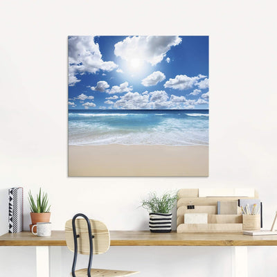 ARTland Glasbilder Wandbild Glas Bild einteilig 80x60 cm Querformat Strand Meer Sommer Karibik Südse