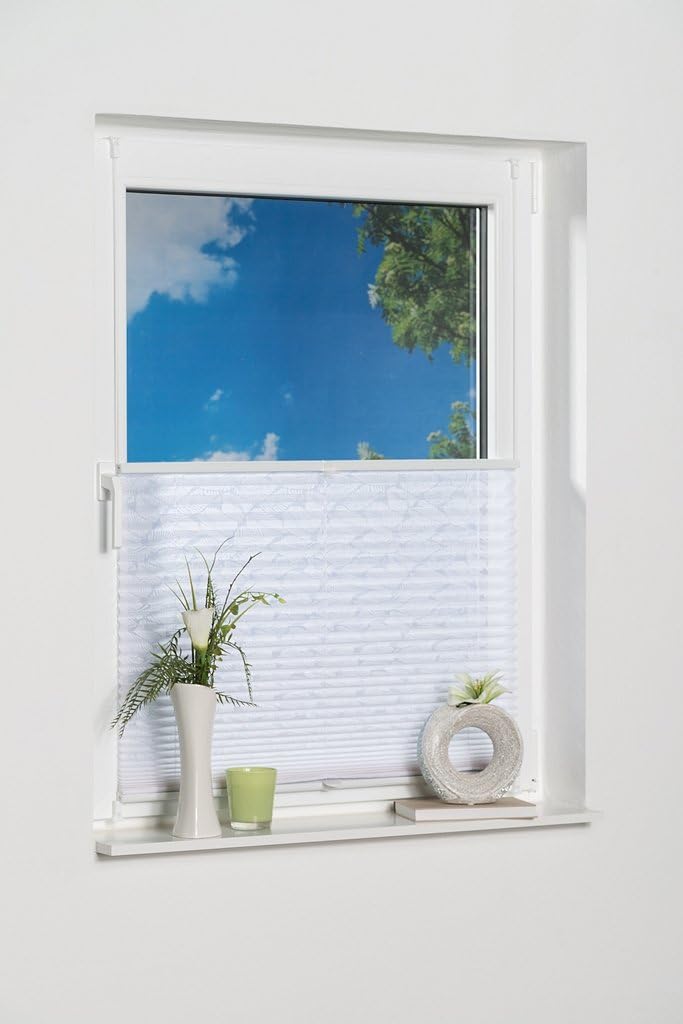 K-home Klemmfix-Plissee , Ausbrenner Stoff, weiss, 40 x 210 cm (B x L) Ausbrenner Stoff Weiss B40 x