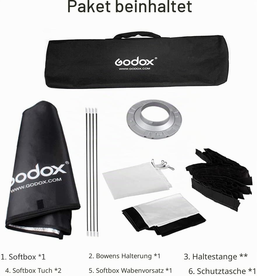 GODOX Unisex-Erwachsene Sb-fw6090-60x90 Cm Softbox W. Grid 60x90 Cm, Schwarz, One Size