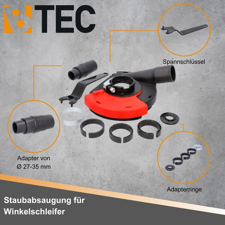 BTEC Staubabsaugung Absaughaube für Winkelschleifer mit Bürstenkranz für Ø 100 mm 115mm 125mm - für