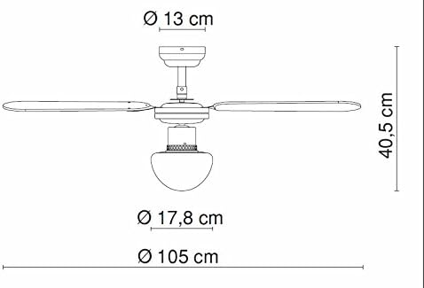 Globo E27 Deckenventilator mit Chrom Klingen, silberfarben/Weiss 105 cm Wendeblätter