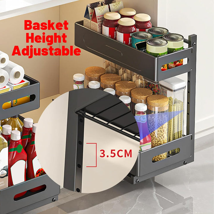 Küchenschrank Organizer 2 Etagen Spülschrank Organizer mit 4 Haken für Kitchen Bad Unter Waschbecken