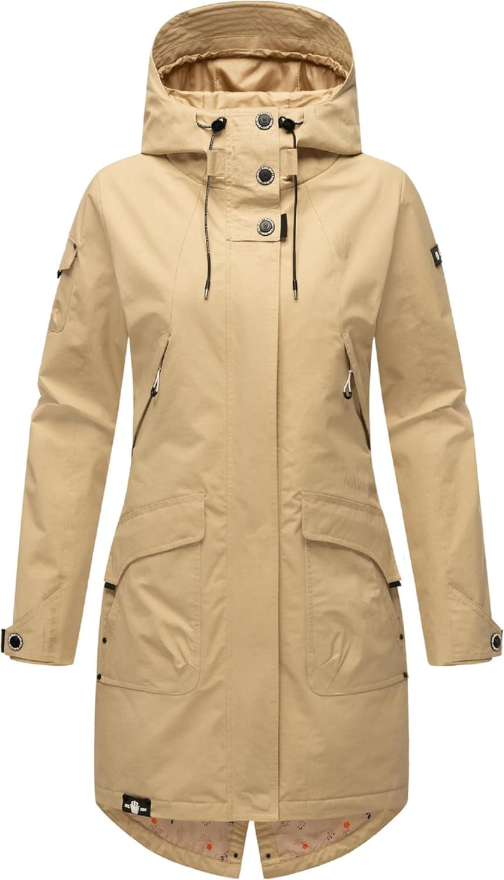 Navahoo Damen Übergangsjacke leichte Jacke mit Kapuze Pfefferschote XS-3XL XS Beige, XS Beige