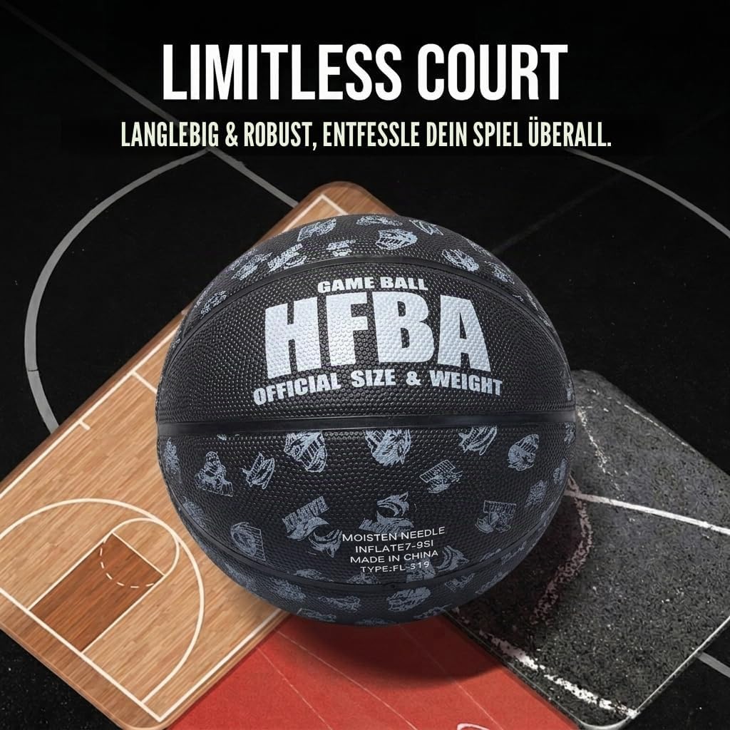 Basketball Grösse 7, Professioneller Wettkampf-Basketball aus Gummi, Trainingsball mit hohem Sprungv