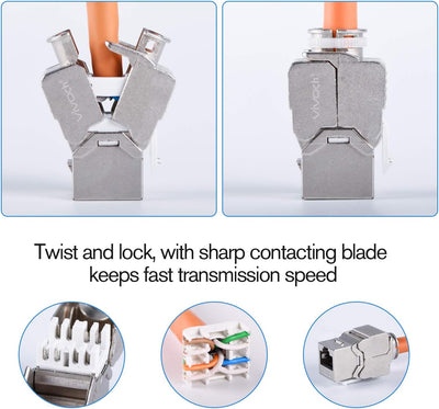 CAT7 RJ45 FTP Ohne Werkzeug Typ Zink Legierung Modul geschirmt Keystone Jack Adapter 10 Gigabit Modu