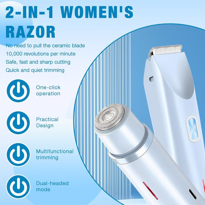 Intimrasierer Für Frauen, 2-in-1 Elektrischer Rasierer Damen, Damenrasierer Elektrisch, Nass Und Tro