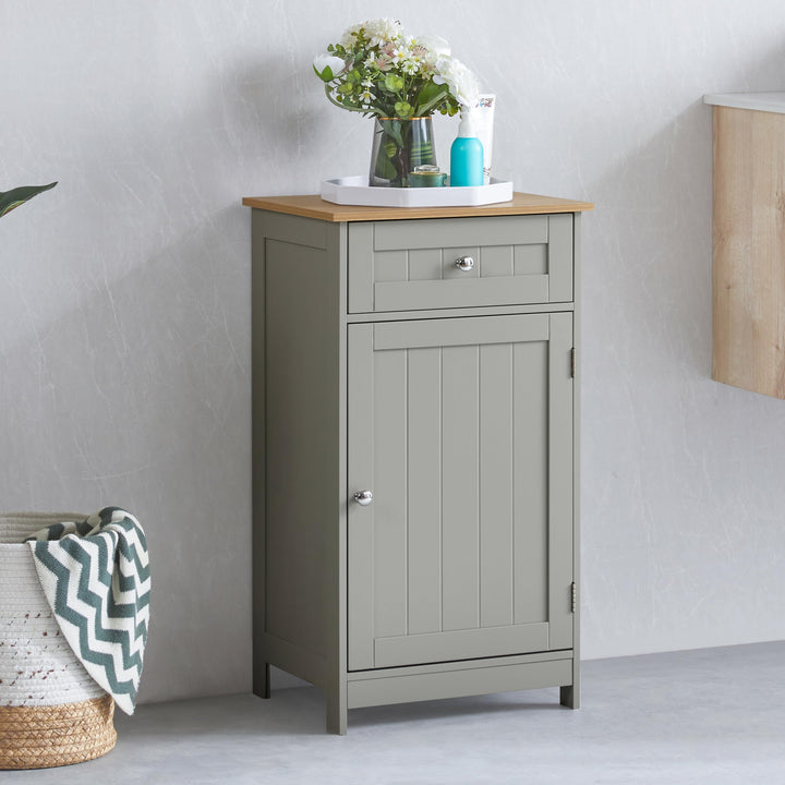 Bath Vida Hoch-& Midischränke fürs Bad, Mitteldichte Holzfaserplatte, Grau, Standard Schrank mit 1 T