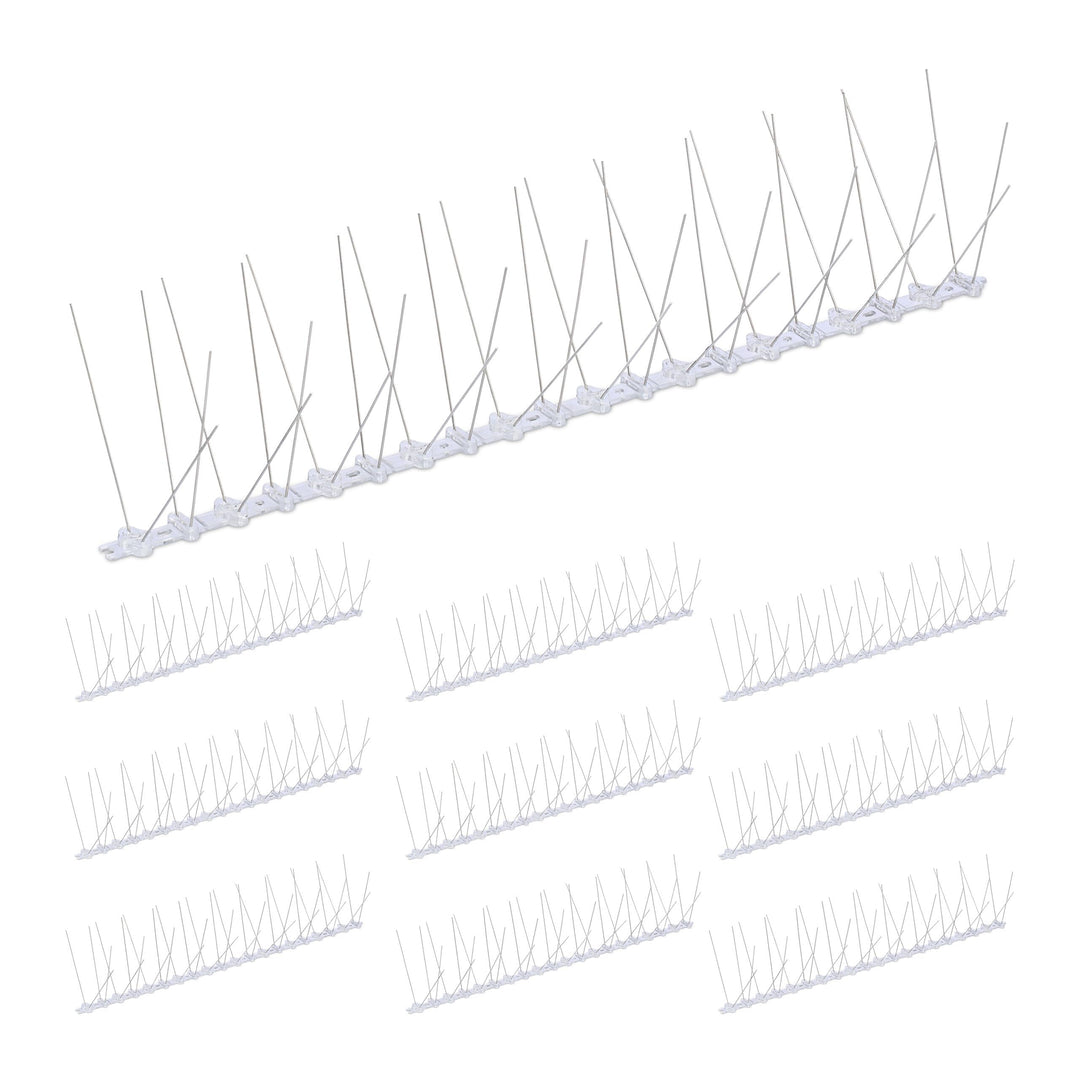 Relaxdays Vogelabwehr Spikes, 10er Set, HBT: 10,5 x 50 x 14 cm, Taubenabwehr Balkon & Dach, 4-reihig