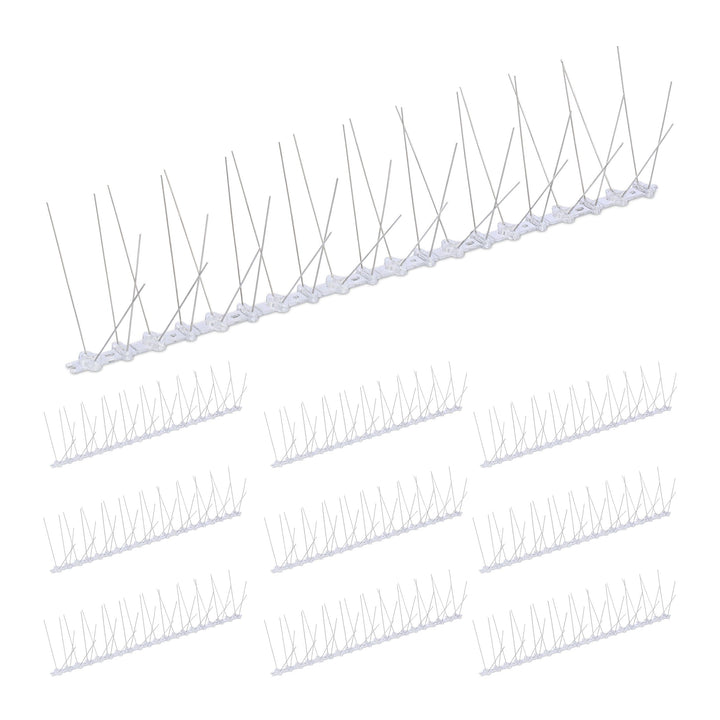 Relaxdays Vogelabwehr Spikes, 10er Set, HBT: 10,5 x 50 x 14 cm, Taubenabwehr Balkon & Dach, 4-reihig