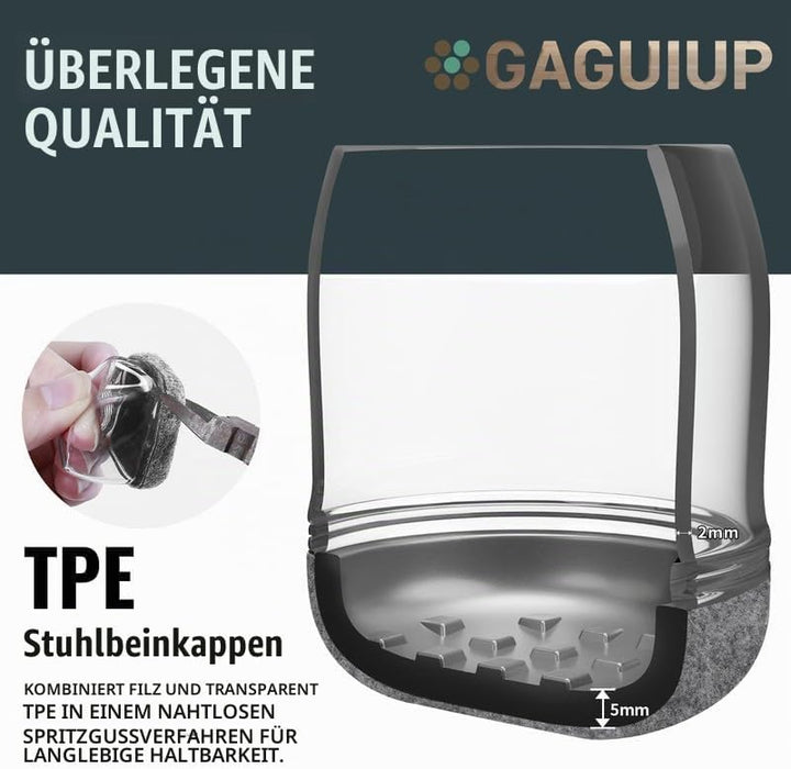GAGUIUP Filz-Bodenschutz für Stuhlbeine für Hartholzböden, 8 rechteckige Möbelpads, einfache Gleiter