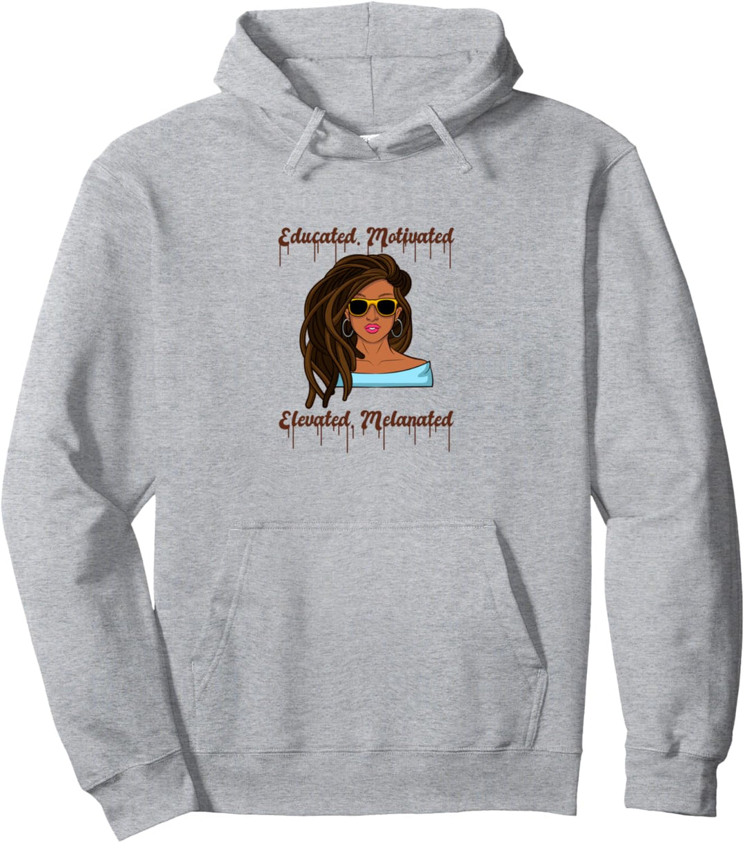 Gebildetes motiviertes erhöhtes melaniertes schwarzes Queen-Afro-Haar Pullover Hoodie