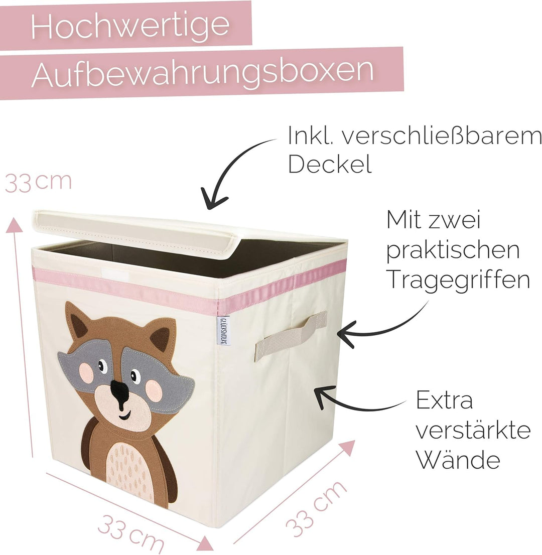 GLÜCKSWOLKE Kinder Aufbewahrungsbox - 15 Motive I Spielzeugkiste mit Deckel für Kinderzimmer I Spiel