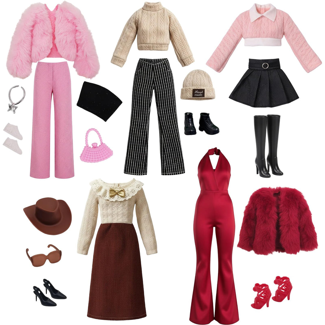 20 exquisit Puppen Kleidung, Modische Partykleider Umfasst Kleidung, Schuhe, Sonnenbrillen, Halskett