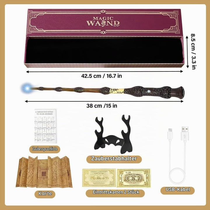 38CM Dumbledore Zauberstab mit Licht, Elderstab Harry P-Otter, USB Aufladung Zauberstab Dumbledore,