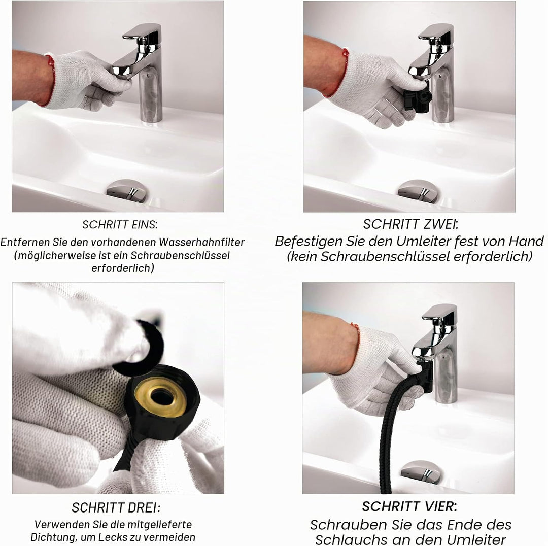 Schwarzes Tragbares Handbrause für Waschbecken | Messing-Shattaf-Wasserhahn-Umsteller zum Anschluss